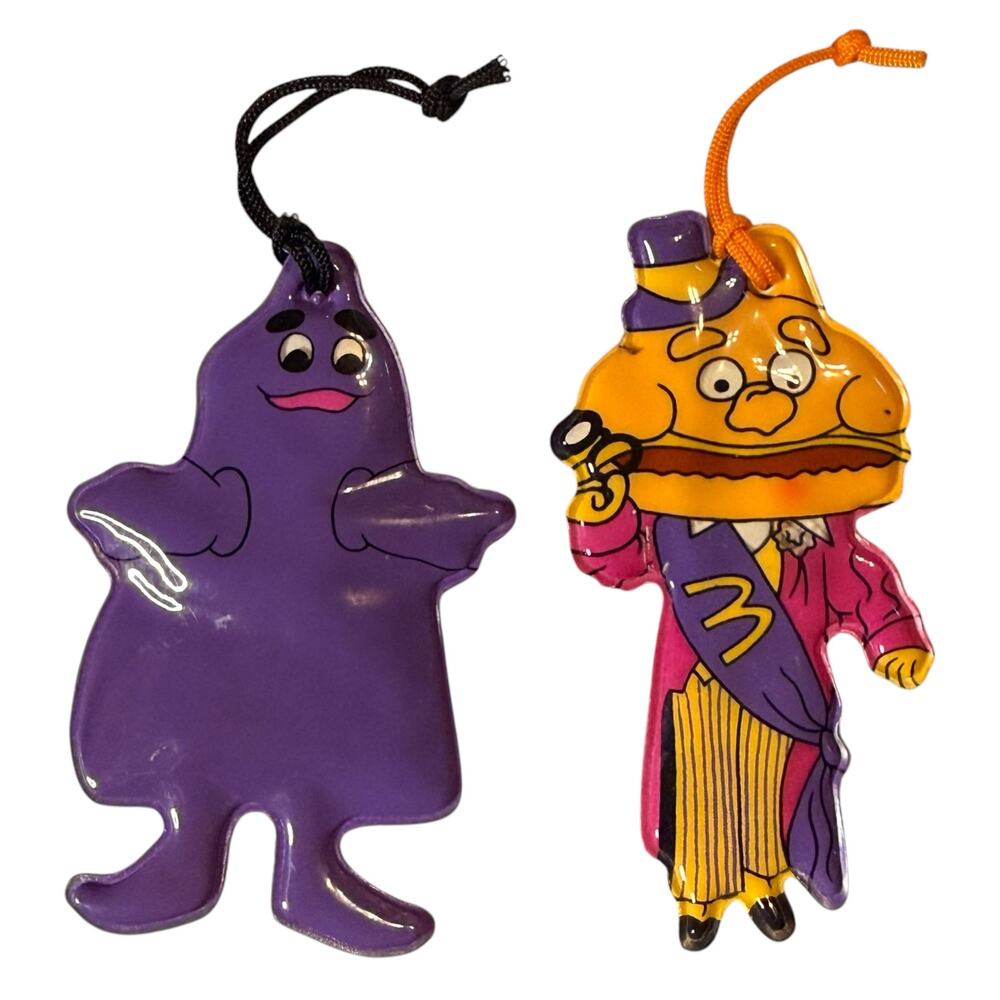 Vintage McDonald’s Puffy Vinyl Christmas Ornaments Grimace Mayor McCheese 1983